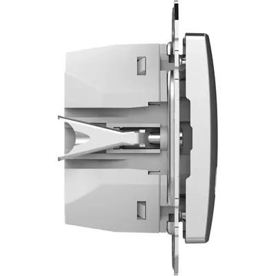Widok z boku ładowarki podwójnej USB Schneider Sedna Design&amp;Elements z aluminium, pokazujący mechanizm montażowy.