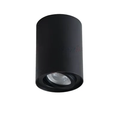 Czarna, cylindryczna oprawa sufitowa punktowa Kanlux BORD XS DLP-50-B z ruchomym kloszem.