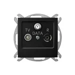 Gniazdo antenowe RTV-DATA marki Ospel w kolorze czarny matowy, z wejściami TV, DATA i R.