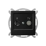 Gniazdo antenowe RTV przelotowe 14dB Czarny matowy As Ospel GPA-14GP/m/33 z wejściem R i TV.