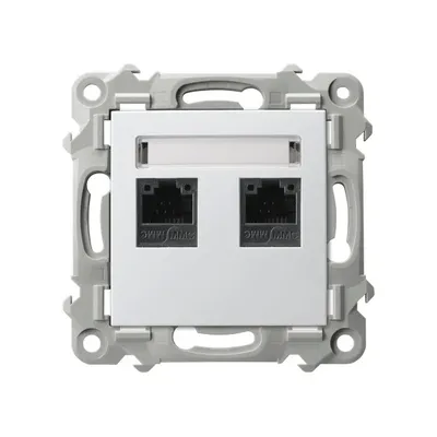 Gniazdo komputerowe podwójne RJ45 kategorii 5e, białe, producent Ospel, model GPK-2Z/K/m/00