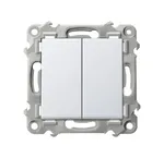 Łącznik podwójny świecznikowy Biały Szafir Ospel ŁP-2Z/m/00 z szarym mechanizmem i białymi klawiszami.