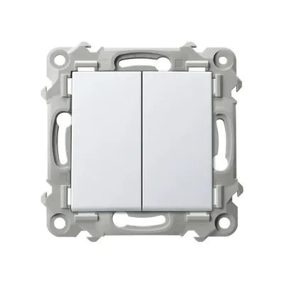 Łącznik podwójny świecznikowy Biały Szafir Ospel ŁP-2Z/m/00 z szarym mechanizmem i białymi klawiszami.