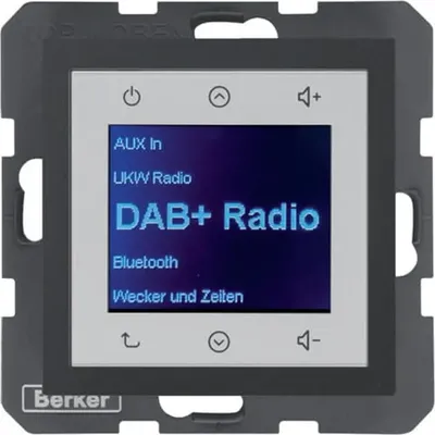 Antracytowe matowe radio DAB+ z Bluetooth Berker, model 30841606, do serii B.Kwadrat/B.3/B.7.