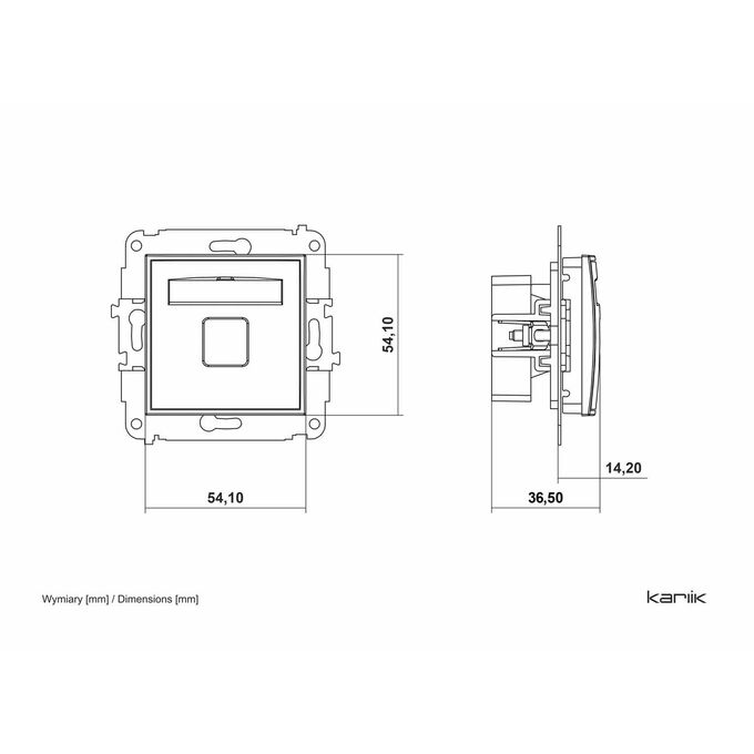 Gniazdo komputerowe pojedyncze RJ45 kat.6a (z polem opisowym) Biały połysk Karlik ICON - IGK-7