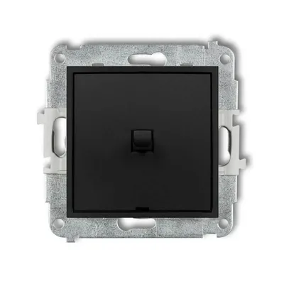 Łącznik jednobiegunowy Karlik ICON w stylu amerykańskim, kolor czarny mat, z metalowym mechanizmem mocującym.