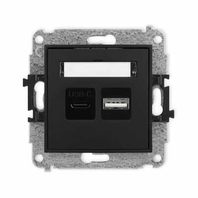 Ładowarka USB A+C podwójna 5V Quick Charge 3,1A Czarny mat Karlik ICON - 12ICUSB-8