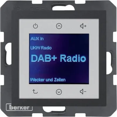 Radio Touch DAB+ Antracyt mat Berker B.Kwadrat/B.3/B.7 z ekranem dotykowym i funkcjami AUX, UKW Radio, budzika.