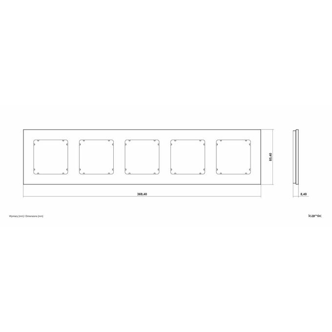 Ramka pięciokrotna kwadratowa z efektem szkła Biały/Grafitowy mat Karlik ICON - 0-28-IRSK-5