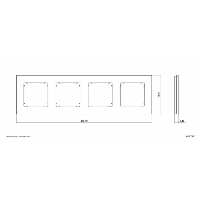 Ramka poczwórna kwadratowa z efektem szkła Biały/Grafitowy mat Karlik ICON - 0-28-IRSK-4