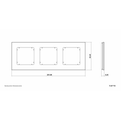 Ramka potrójna kwadratowa z efektem szkła Biały/Grafitowy mat Karlik ICON - 0-28-IRSK-3