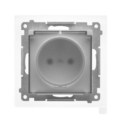 Gniazdo bryzgoszczelne IP-44 Aluminium mat, klapka transparentna Simon 55 - TGZ1BCZ.01/143A