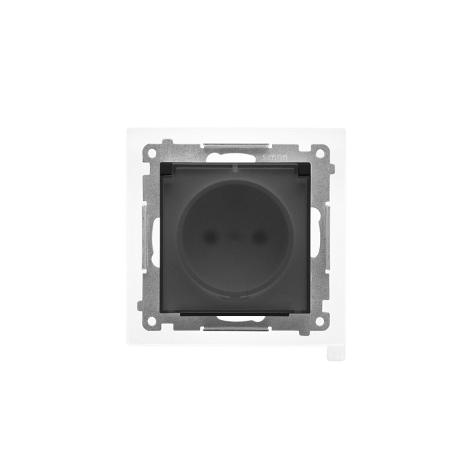Gniazdo bryzgoszczelne IP-44 Czarny mat, klapka transparentna Simon 55 - TGZ1BCZ.01/149A