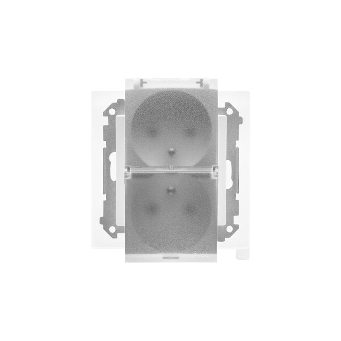 Gniazdo bryzgoszczelne podwójne IP-44 Jasnoszary mat, klapka transparentna Simon 55 - TGZ2BMCZ.01/114A
