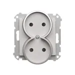 Gniazdo podwójne bez uziemienia Simon 55 Aluminium matowe, model TG2MCZ.01/143, producent Kontakt-Simon.