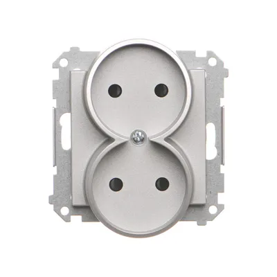 Gniazdo podwójne bez uziemienia Simon 55 Aluminium matowe, model TG2MCZ.01/143, producent Kontakt-Simon.