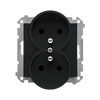 Gniazdo podwójne z uziemieniem Czarny mat Simon 55 - TGZ2MCZ.01/149
