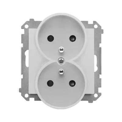 Gniazdo podwójne z uziemieniem Simon 55 Aluminium mat TGZ2MCZ.01/143, producent Kontakt-Simon.