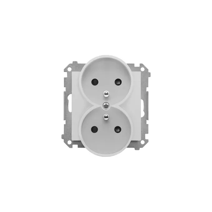 Gniazdo podwójne z uziemieniem Simon 55 Aluminium mat TGZ2MCZ.01/143, producent Kontakt-Simon.