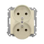 Gniazdo podwójne z uziemieniem Simon 55 w kolorze szampański mat, model TGZ2MCZ.01/144, producenta Kontakt-Simon.