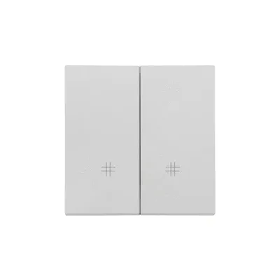 Klawisze do mechanizmu SW7/2M Aluminium mat Simon 55 - TKW7/2/143 marki Kontakt-Simon, dwa klawisze w kolorze białym z subtelnym symbolem.