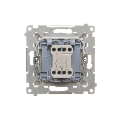 Łącznik dwubiegunowy z podświetleniem Simon 55 Aluminium mat TW2L.01/143 - widok z tyłu na mechanizm i zaciski.