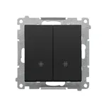 Łącznik krzyżowy podwójny Simon 55 w kolorze czarny mat. Produkt na białym tle, widoczny mechanizm montażowy.