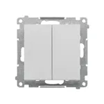 Łącznik schodowy podwójny Simon 55 z aluminium matowym, model TW6/2.01/X/143, na białym tle.