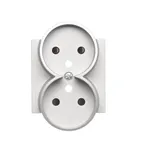 Podwójne gniazdo elektryczne Simon 55 w kolorze aluminium mat z przesłonami, model TGZ2MZP/143.