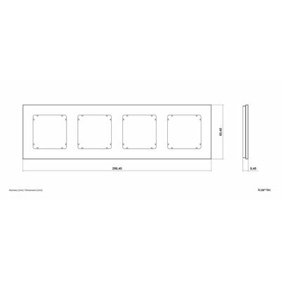 Ramka poczwórna kwadratowa z efektem szkła Grafitowy/Biały Karlik ICON - 28-0-IRSK-4