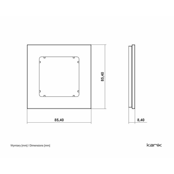 Ramka pojedyncza kwadratowa z efektem szkła Szary/Grafitowy mat Karlik ICON - 15-28-IRSK-1