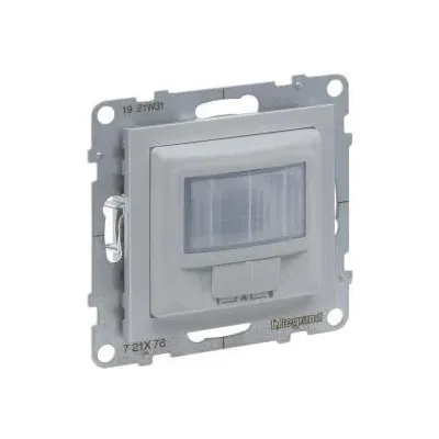 Czujnik ruchu Legrand Suno 721376A z aluminium, szary, bez zacisku neutralnego, z możliwością ustawienia, do montażu podtynkowego.