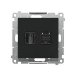 Gniazdo HDMI + RJ45 kat. 6 Czarny mat Simon 55 - TGHRJ45.01/149