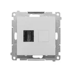 Gniazdo HDMI pojedyncze Simon 55 Aluminium mat TGHDMI.01/143, z widocznym portem HDMI i otworem na dodatkowy moduł.