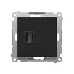 Gniazdo HDMI pojedyncze w kolorze czarny mat, seria Simon 55, idealne do nowoczesnych instalacji.
