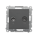Gniazdo antenowe R-TV przelotowe Grafitowy mat Simon 55 - TAP10.01/116
