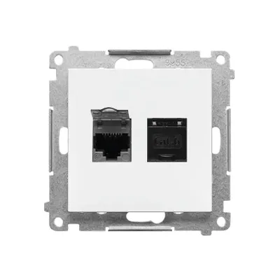 Gniazdo komputerowe podwójne RJ45, kat.6, białe matowe, seria Simon 55
