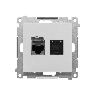 Gniazdo komputerowe podwójne RJ45, kat.6, ekranowane Aluminium mat Simon 55