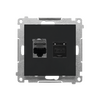 Gniazdo komputerowe podwójne RJ45 kat. 6 ekranowane Czarny mat Simon 55 - T62E.01/149