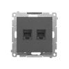 Gniazdo telefoniczne podwójne RJ12 Grafitowy mat Simon 55 - TF2.01/116