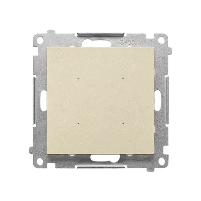 Sterownik oświetleniowy pojedynczy SWITCH WiFi Szampański mat Simon 55 GO - TEW1W.01/144 marki Kontakt-Simon, widok z przodu na metalową ramkę i beżowy panel.