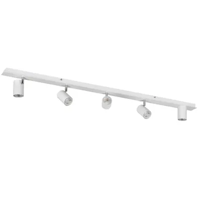 Biała oprawa ścienno-sufitowa LED Kanlux EVALO EL-5I W-SR z pięcioma ruchomymi reflektorami na listwie, z mocowaniem GU10.
