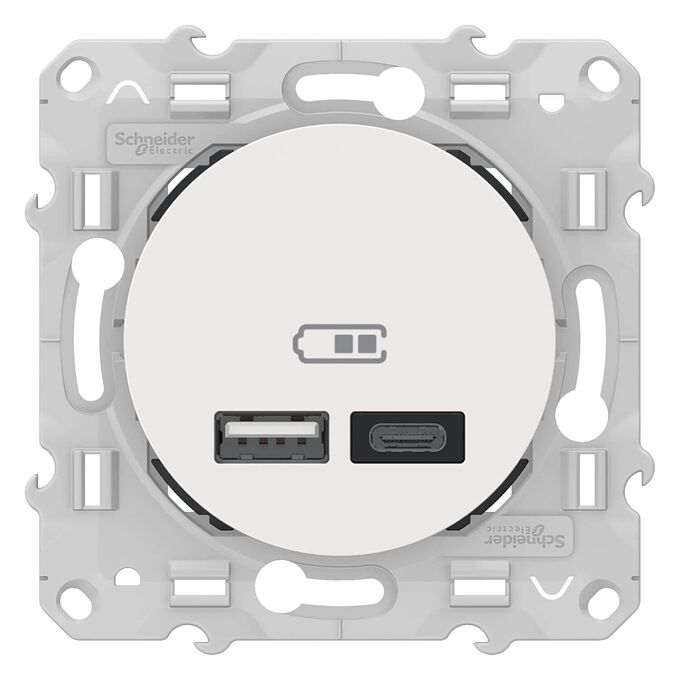 Ładowarka podwójna USB typu A+A 2.4A Biały Schneider Odace - S520401