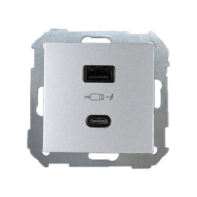 Ładowarka podwójna USB typu A+C Quick Charge 3.1A Aluminium Simon 82