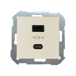 Ładowarka podwójna USB typu A+C Quick Charge 3.1A Kremowy Simon 82