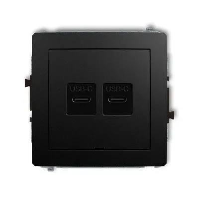 Karlik DECO czarna matowa podwójna ładowarka USB-C z funkcją Quick Charge, model 12DCUSBBO-7