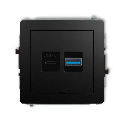 Karlik DECO podwójna ładowarka USB typu A+C Quick Charge, czarny mat, model 12DCUSBBO-8, do montażu.