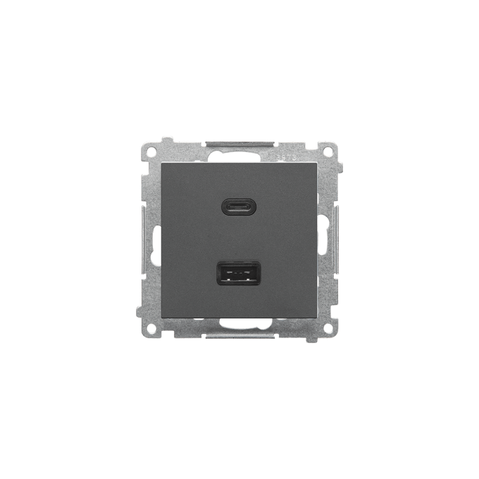 Ładowarka podwójna USB typu A+C Quick Charge 3.1A 30W Grafitowy mat Simon 55 - TEC2CAQ.01/116