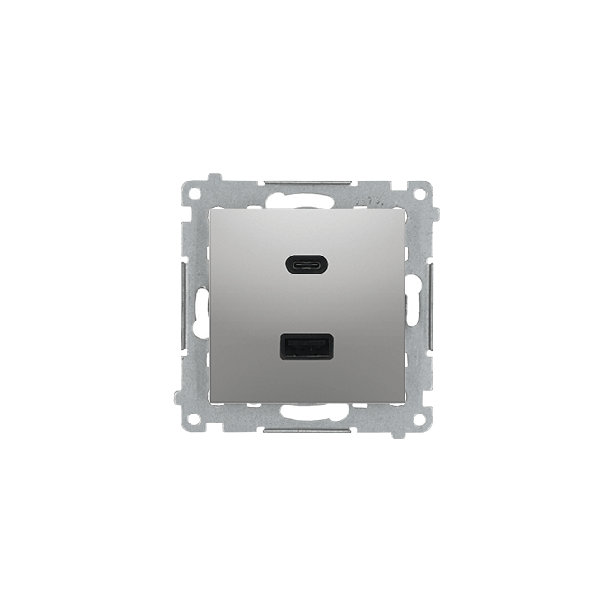 Ładowarka podwójna USB typu A+C Quick Charge 3.1A 30W Srebrny mat - DEC2CAQ.01/43 Simon 54