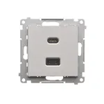 Ładowarka podwójna USB typu A+C Quick Charge Aluminium mat Simon 55 - TEC2CAQ.01/143, producent Kontakt-Simon